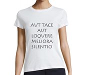 Camiseta Mujer Manga Corta aut tace aut loquere meliora silentio laTostadora