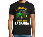 Camiseta Hombre Manga Corta El Hogar Está Donde Está La Granja Tractor Granjero Tractorista laTostadora