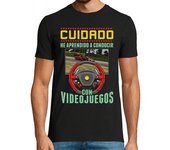 Camiseta Hombre Manga Corta Gamer Piloto Cuidado Conductor Videojuegos Simulador Coches SIM Racing laTostadora