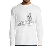 Camiseta Hombre Manga Larga Momia con gato - Camiseta manga larga laTostadora