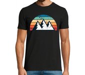 Camiseta Hombre Manga Corta retro montañismo atardecer vintage laTostadora