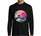 Camiseta Hombre Manga Larga la gran ola retro laTostadora