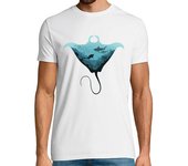 Camiseta Hombre Manga Corta manta raya y amante del buceo submarino laTostadora