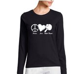 Camiseta Mujer Manga Larga paz amor y tenis de mesa laTostadora