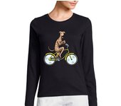 Camiseta Mujer Manga Larga galgo español perro con bicicleta españ laTostadora