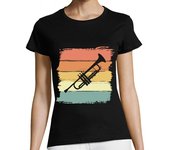 Camiseta Mujer Manga Corta trompeta retro viejo laTostadora