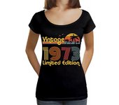 Camiseta Mujer Cuello Ancho Loose Fit vintage 1973 cumpleaños regalo vintage laTostadora