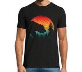 Camiseta Hombre Manga Corta oso en bosque vintage vida silvestre laTostadora