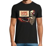 Camiseta Hombre Manga Corta Game Over Esqueleto PC Gamer Gaming Videojuegos Arcade laTostadora