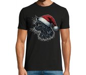 Camiseta Hombre Manga Corta retro cósmico navidad artístico gato ne laTostadora