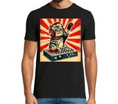 Camiseta Hombre Manga Corta gracioso DJ gato retro vintage laTostadora