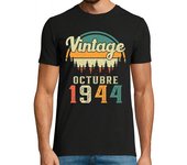 Camiseta Hombre Manga Corta Octubre 1944 Vintage Cumpleaños laTostadora
