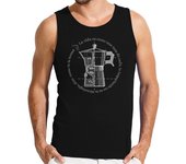 Camiseta Hombre Sin Mangas Cafetera diseño negativo. Hombre, sin mangas, negra laTostadora