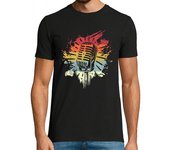 Camiseta Hombre Manga Corta cantante vocalista músico micrófono retro mic laTostadora