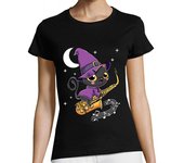 Camiseta Mujer Manga Corta saxofón halloween bruja kawaii de miedo laTostadora