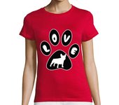 Camiseta Mujer Manga Corta Huella LOVE bulldog francés laTostadora