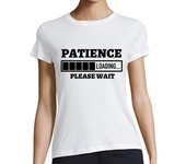 Camiseta Mujer Manga Corta barra de carga de paciencia gracioso laTostadora