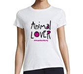 Camiseta Mujer Manga Corta ANIMAL LOVER CHICA FUCSIA laTostadora
