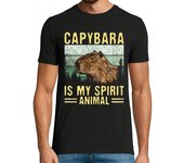 Camiseta Hombre Manga Corta capibara es mi espíritu animal retro laTostadora
