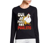 Camiseta Mujer Manga Larga gallina de gallina de corral sí estoy h laTostadora