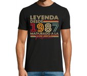 Camiseta Hombre Manga Corta Leyenda Desde 1987 Vintage Cumpleaños laTostadora