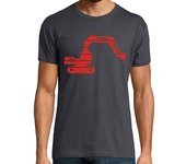 Camiseta Hombre Manga Corta Retro Excavadora Roja / Maquinaria laTostadora