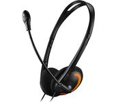 canyon auriculares basicos pc con microfono-enchufe 2x3,5 mm-almohadillas de espuma-cable1,8m-negro+naranja cns-chs01bo