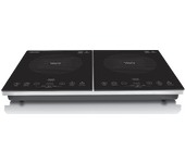 Placa portátil - KOENIC KIP 2432, Inducción, 2 zonas, Pantalla LED, Táctil, 36 cm, Negro