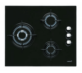 Placa de gas - Cata 08068309 CI 6021 BK, 3 zonas, Gas natural, Válvulas seguridad, 59 cm, Negro