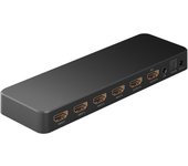 goobay 58479 HDMI Matrix Switch 4 a 2/Divisor Matrix Switch 4k @ 60 Hz/con mando a distancia para reproductor de Blu Ray, Xbox, PS5 y TV/conmutador de 4 entradas y 2 salidas,Schwarz