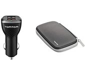 Cargador dual de alta velocidad TomTom, 2.4 A, para todos los GPS TomTom y otros dispositivo que se cargue con USB, smartphones o tablets (ej:Phone, Samsung, etc.)