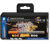 Staedtler Pigment Arts Brush Pen Greys & Caramels rotulador Marrón, Gris 6 pieza(s)