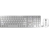 CHERRY DW 9100 SLIM, Pack de Teclado y Ratón Inalámbricos, Distribución de Teclado Checo/Eslovaco (QWERTZ/QWERTY), Bluetooth y Radiofrecuencia de 2,4 GHz, Recargable, Blanco/Plateado