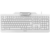 CHERRY SECURE BOARD 1.0, Teclado de Seguridad con Cable y Lector Integrado para Tarjetas Inteligentes y Tarjetas/Etiquetas RF/NFC, Distribución de Teclado Francés AZERTY, Blanco/Gris