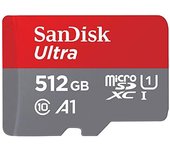 SanDisk 512GB Ultra, Tarjeta de memoria microSDXC, hasta 150 MB/s + adaptador SD, con Clase A1 de rendimiento de las aplicaciones, UHS-I Class 10 U1