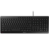 CHERRY STREAM KEYBOARD, teclado con cable, distribución de teclado alemán (QWERTZ), teclas silenciosas, experiencia de tecleo única, diseño plano, negro