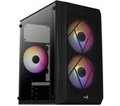 Aerocool CS107 V2, Caja PC MicroATX, Ventana Lateral, 3X Ventiladores 120mm FRGB, Negro