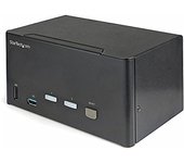 StarTech.com Switch Conmutador KVM de 2 Puertos DisplayPort 4K para 3 Monitores - Vídeo de 4K y 60Hz Ultra HD - HDR - Hub Ladrón USB 3.0 de 2 Puertos y 4 Puertos USB 2.0 HID - Audio - HotKey - TAA