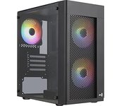Aerocool HEXFORMBKV2, Caja PC Micro ATX, 3 Ventiladores FRGB, Frontal Rejilla, Negro