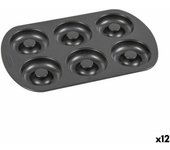 Molde para horno quttin rosquillas acero al carbono negro 32 x 21 x 2,3 cm (12 unidades)