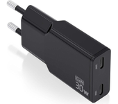 Cargador gan de pared aisens asch-30w2p049-bk/ 2xusb tipo-c/ 30w/ negro