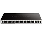 D-Link DGS-1210-52/E - Switch 48 Puertos Gigabit y 4 Puertos SFP Combo 100/1000 Mbps (Altura 1U, VLAN automática para Video vigilancia y telefonía IP) - Solo Cable de alimentación de la UE