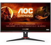 AOC Gaming 24G2SPAE - Monitor FHD de 24 Pulgadas, Plano, 165 Hz, MPRT de 1 ms, FreeSync, Compatible con G-Sync, Altavoz (1920 x 1080, VGA, HDMI, DisplayPort, IPS), Color Negro y Rojo