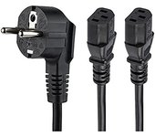 StarTech.com Cable de 2m de Alimentación en Y para Ordenador, 18AWG, EU Schuko a 2x C13, 10A 250V, Cable de Alimentación de CA de Repuesto, para Impresora, para Monitor, UL