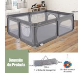 Costway Parque para Niños Cerca Centro Actividad con Pelotas para Bebés Estable Atóxico con Red Transpirable 206 x 147 x 68,5 cm Gris Oscuro