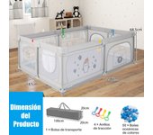 Costway Parque Infantil con Patrón de Pingüino Alfombrilla Centro Actividad Atóxico Pelotas Transpirable Cremallera 206 x 147 x 68,5 cm Gris