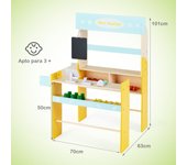 Costway Tienda de Madera Juguete Infantil con 36 Frutas y Verduras Supermercado con Pizarra Desmontable para Niños 70 x 63 x 101 cm Multicolor