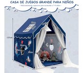 Costway Tienda de Campaña de Interior con Alfombra Acolchada Extraíble Regalo para Niños 121 x 105 x 137 cm Azul