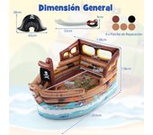 Costway Casa de Juegos Inflable con Barco Pirata Paisaje de Juegos Inflable con Motor Incorporado para Interior y Exterior para Niños 3+ Años