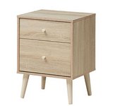Costway Mesita de Noche con 2 Cajones Mesita Auxiliar de Sofá con Patas de Madera Goma Organizador Armario 45 x 40 x 62 cm